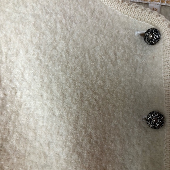 Vintage Tally Ho Cream Wool Floral Engraved Button Front Jacket Size 12 - Picture 6 of 15